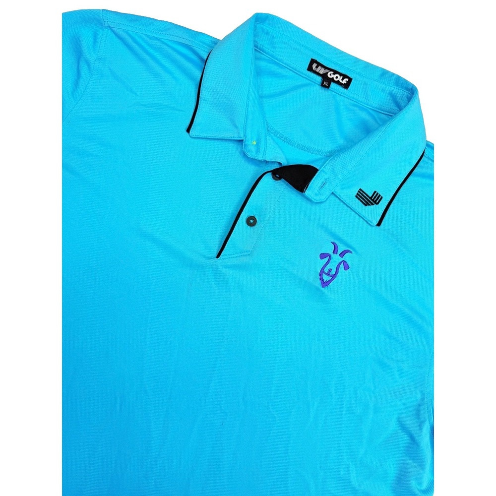 LIV Golf RangeGoats GC Men's Polo XL Sky Blue Purple Goat Performance
